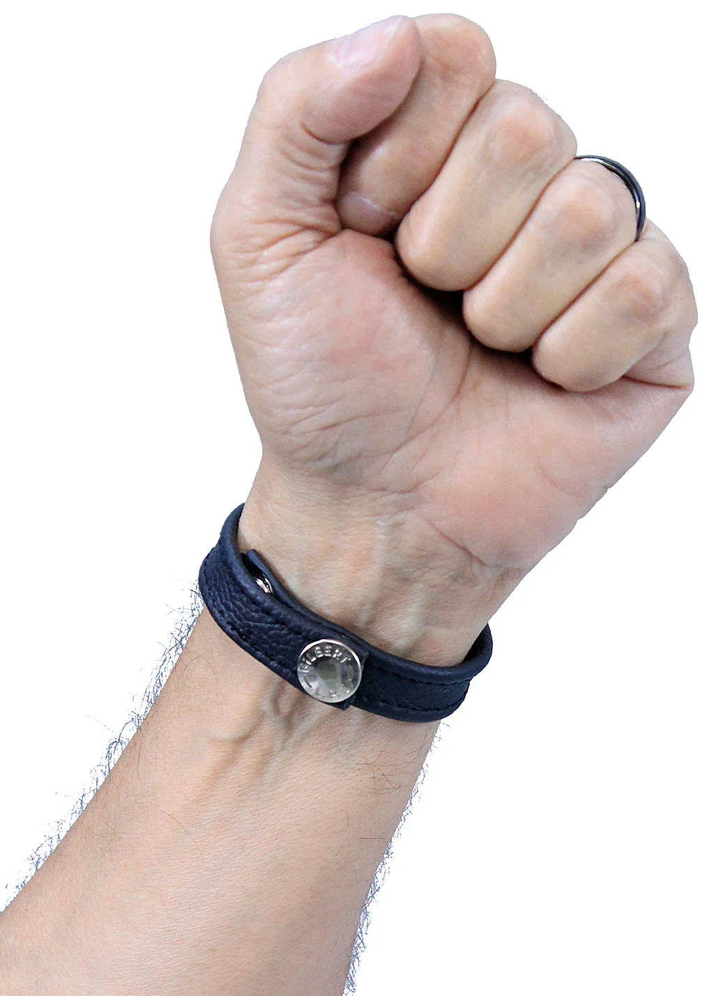 Narrow Black Leather Wristband #WB2558K - Image 2