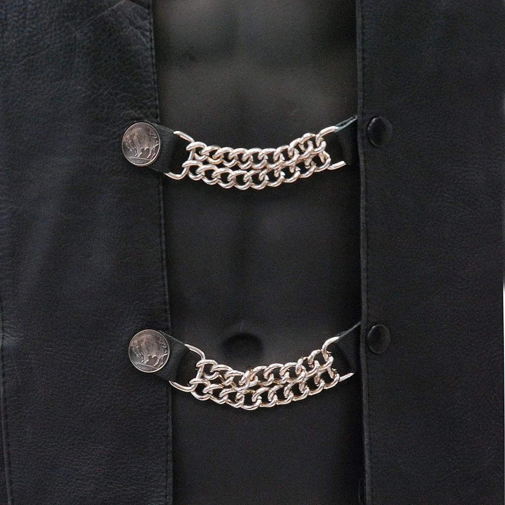 Buffalo Nickel Vest Chains with Leather #VC101N - Image 5