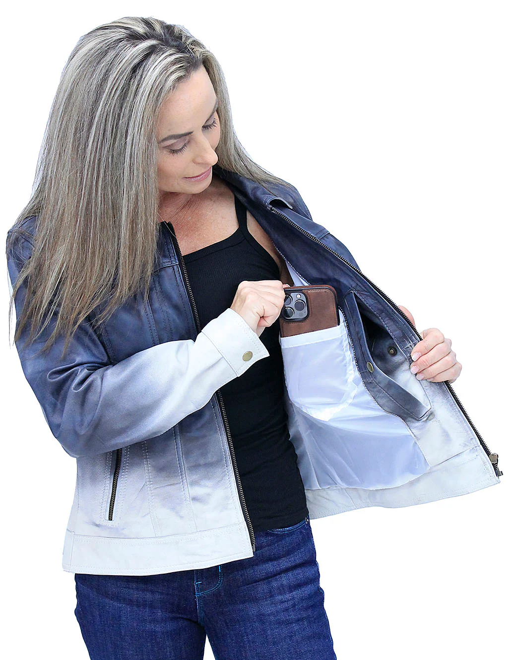 Ombre Blue/White Jean Jacket CCW Pocket #LA3822GUW - Image 6