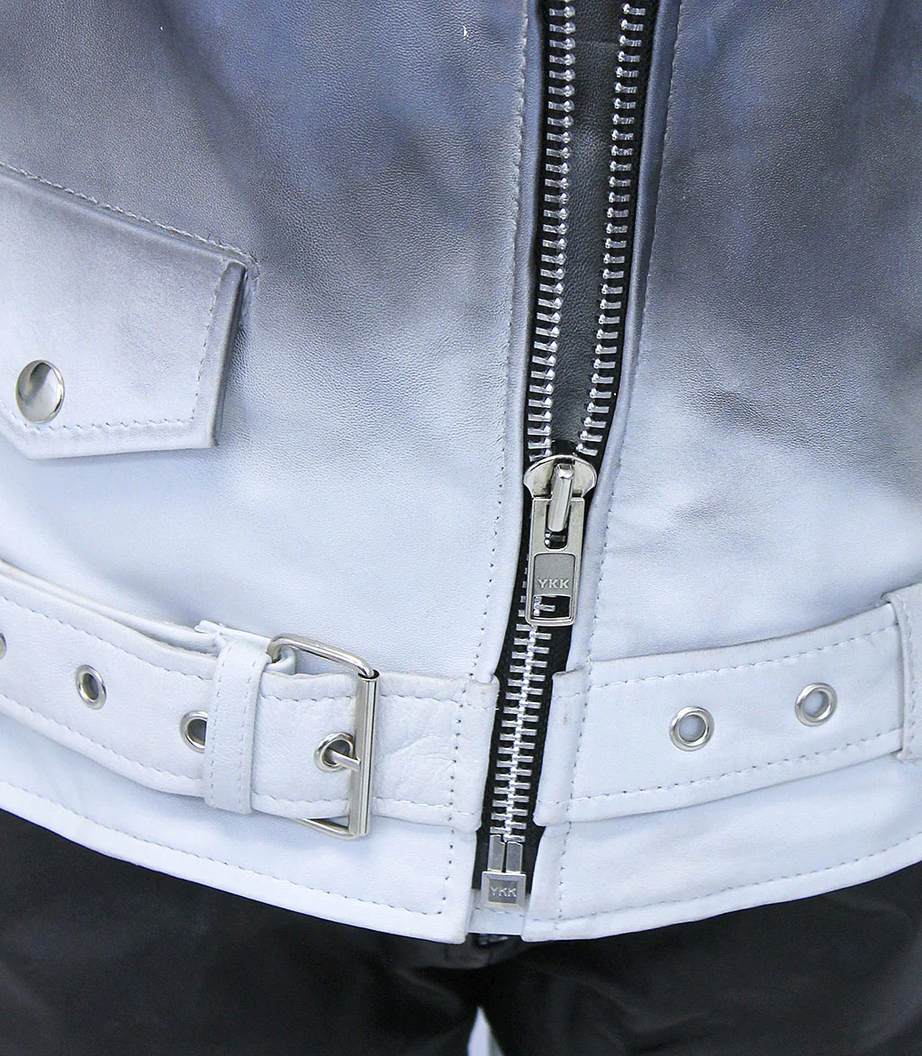 Ombre Blue/White Motorcycle Jacket CC Pocket #LA6066GUW - Image 7