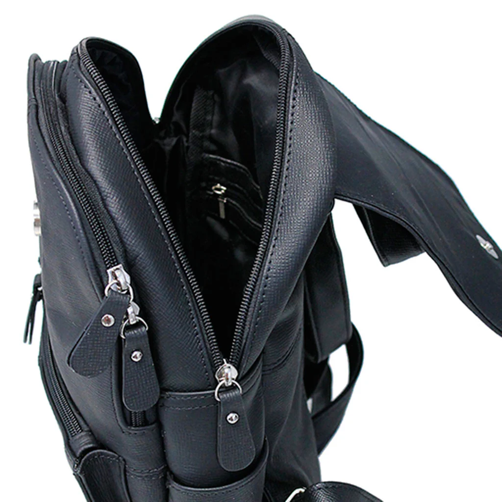 Practical Size Black Leather Backpack Purse #BP0030K - Image 3