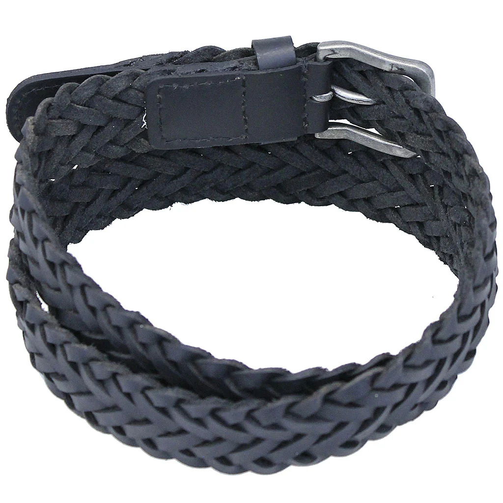 Premium Black Leather Braided Belt #BT97360BK - Image 2