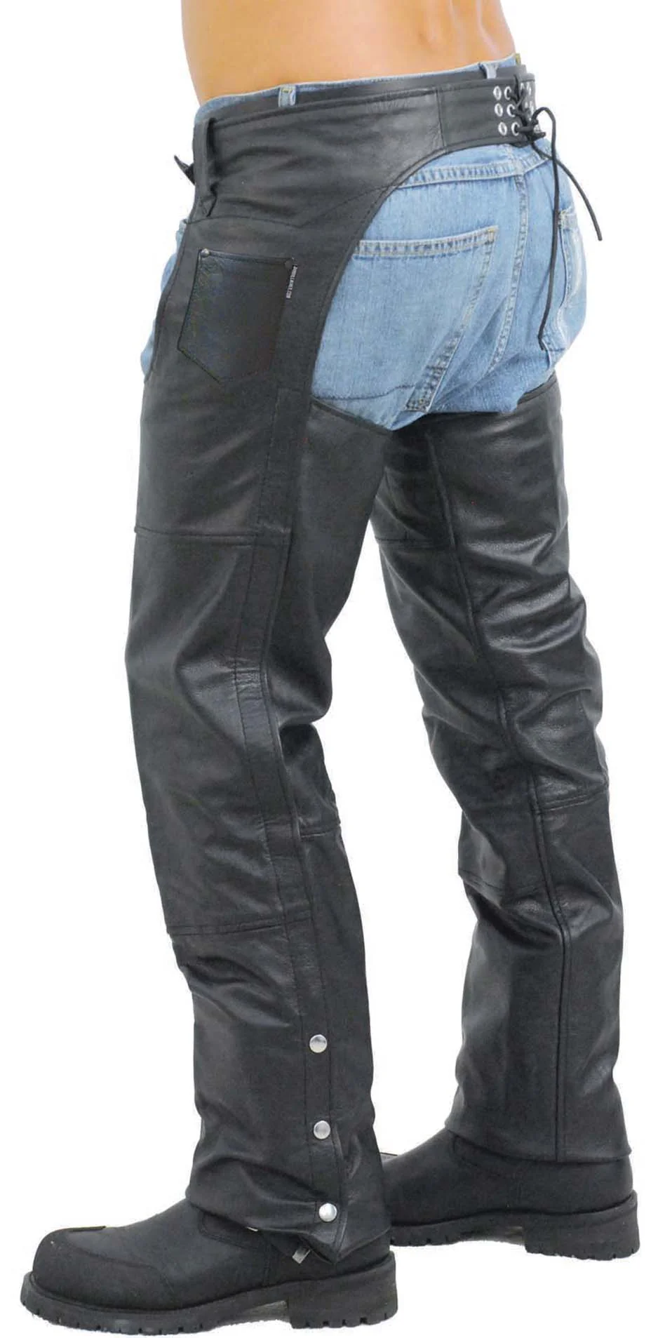 Classic Black Buffalo Leather Chaps #C8000 (XXS-9X) - Image 5
