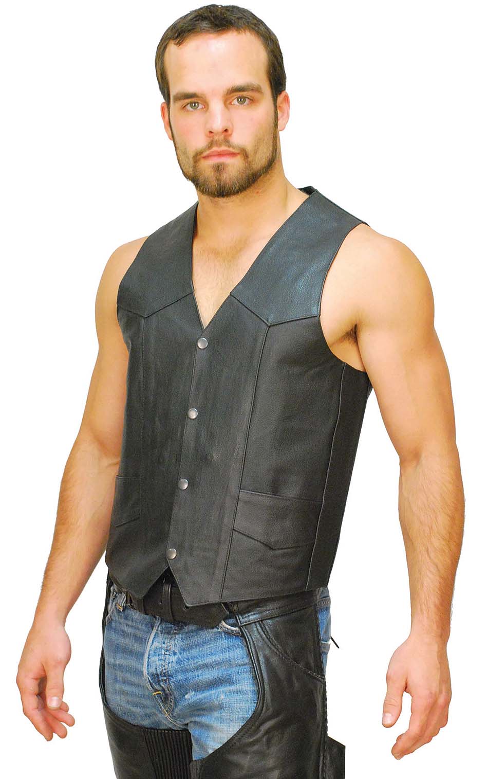 Buffalo Leather Motorcycle Biker Vest #VM802K - Image 3