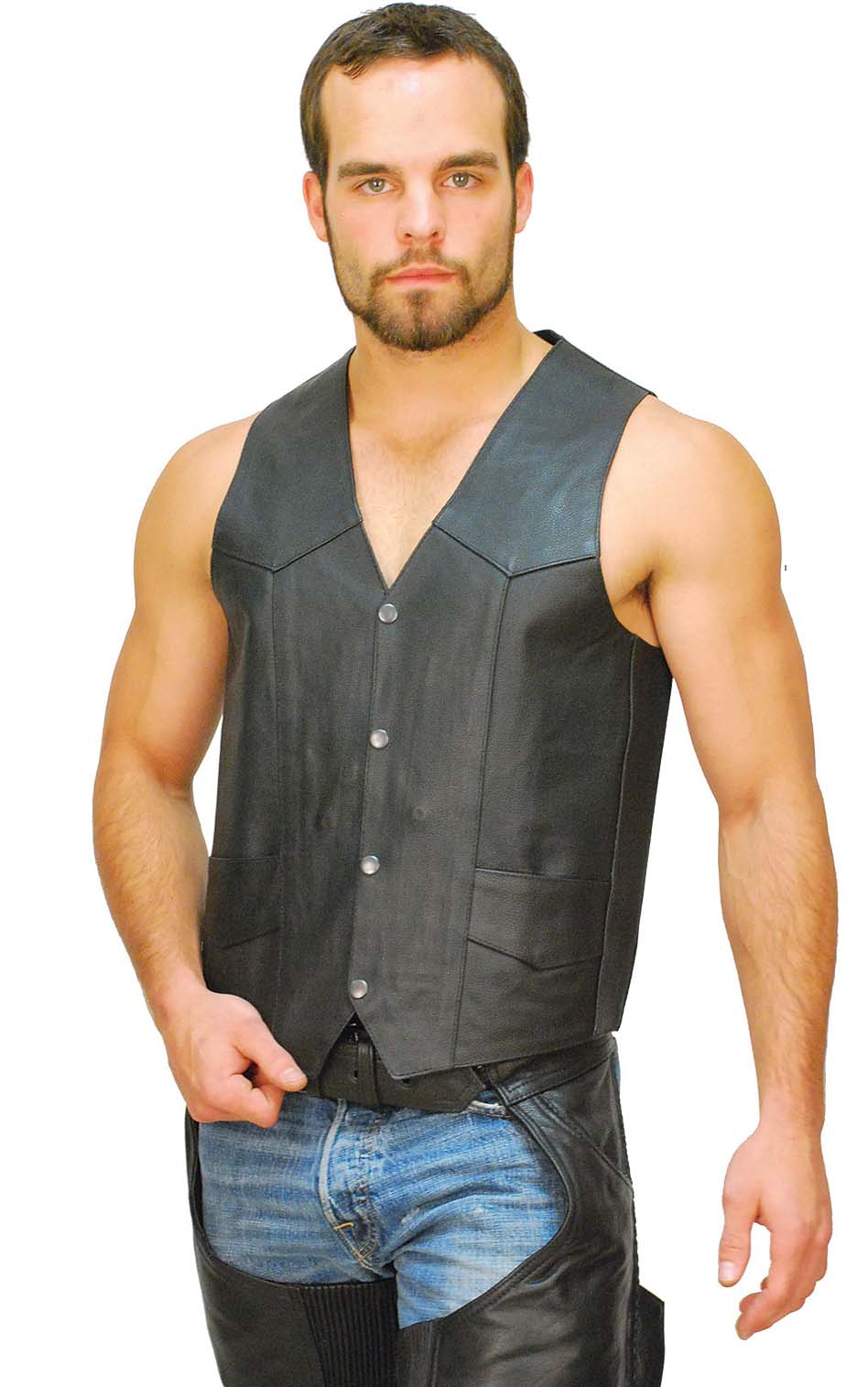 Buffalo Leather Motorcycle Biker Vest #VM802K - Image 4