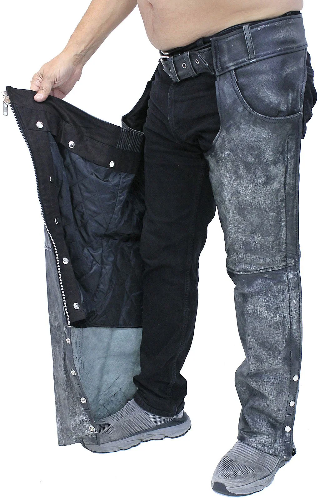 Premium Heavy Gray Vintage Deep Pocket Chaps #CA7203PGY (XS-5X)