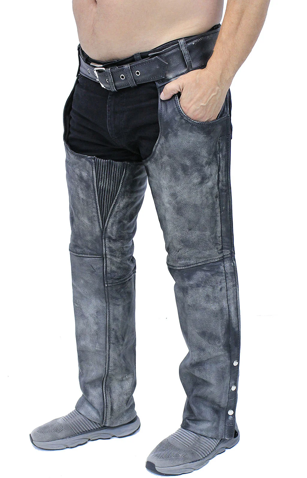 Premium Heavy Gray Vintage Deep Pocket Chaps #CA7203PGY (XS-5X) - Image 3