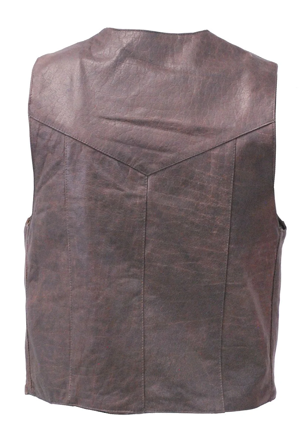 Premium Rich Brown Leather Plain Men's Vest #VM2621N - Image 2