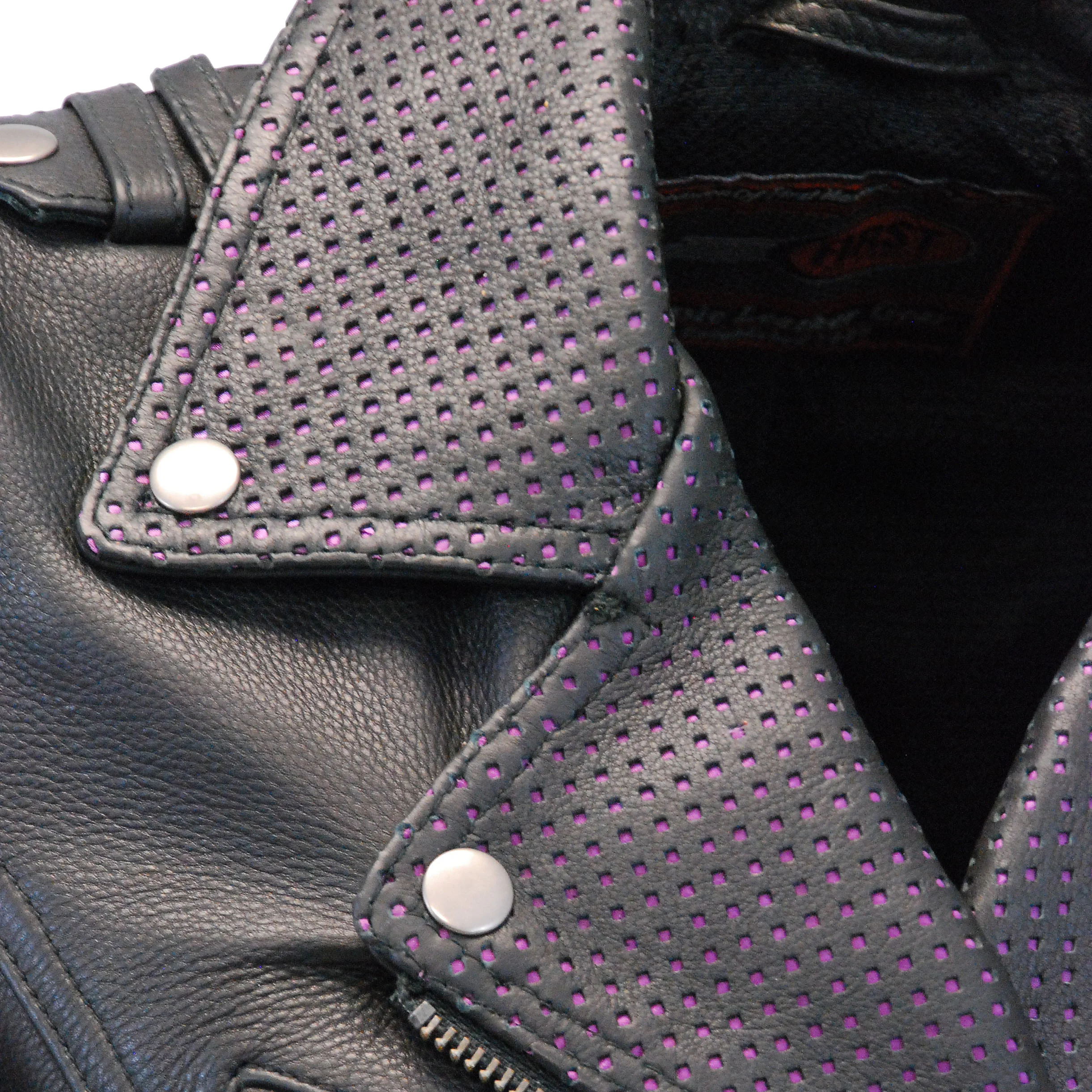 Ultra Premium Women's MC Jacket with Purple Accent Collar #L184VPUR - Image 2