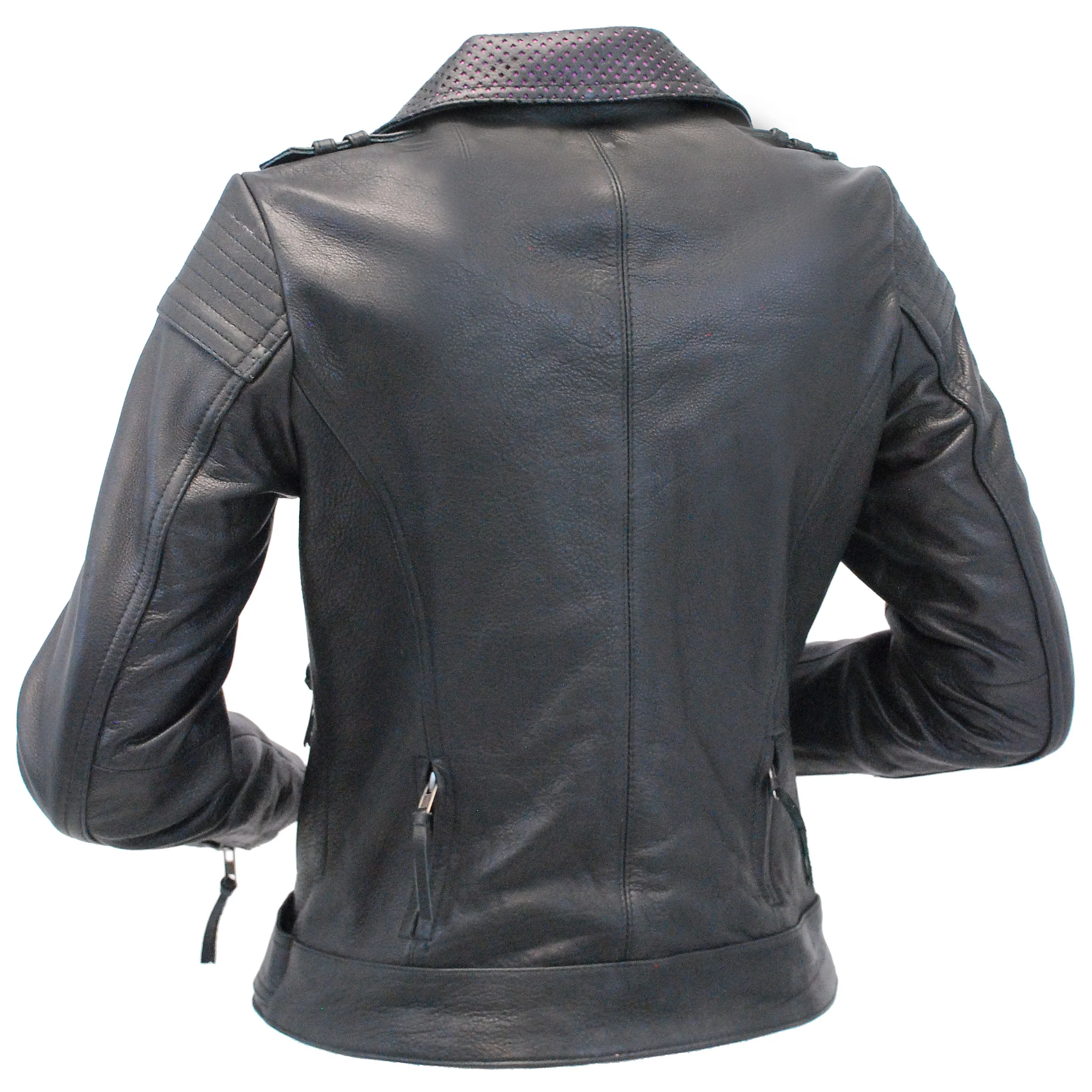 Ultra Premium Women's MC Jacket with Purple Accent Collar #L184VPUR - Image 5