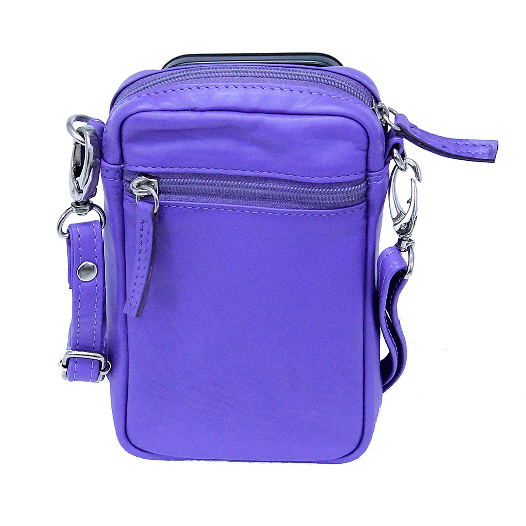 Purple Leather 4 x 7 Cross Body Cell Phone Pouch #ACP274PU - Image 2