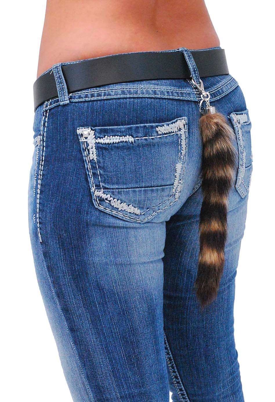 Raccoon Tail Key Ring w/Claw Clip #KC150COON - Image 2