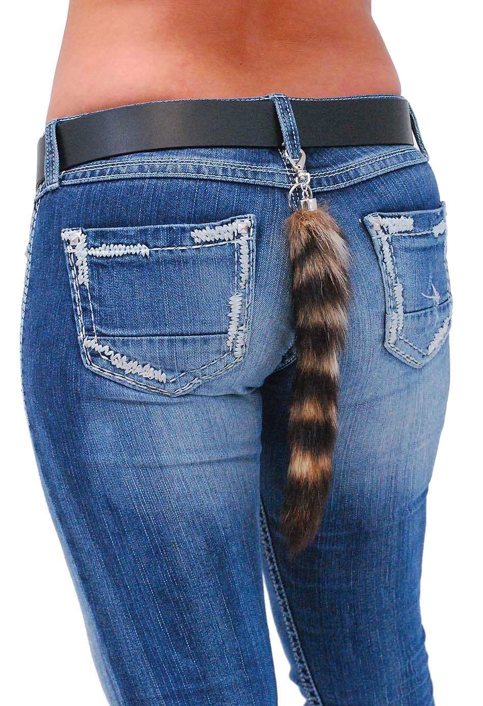 Raccoon Tail Key Ring w/Claw Clip #KC150COON - Image 3