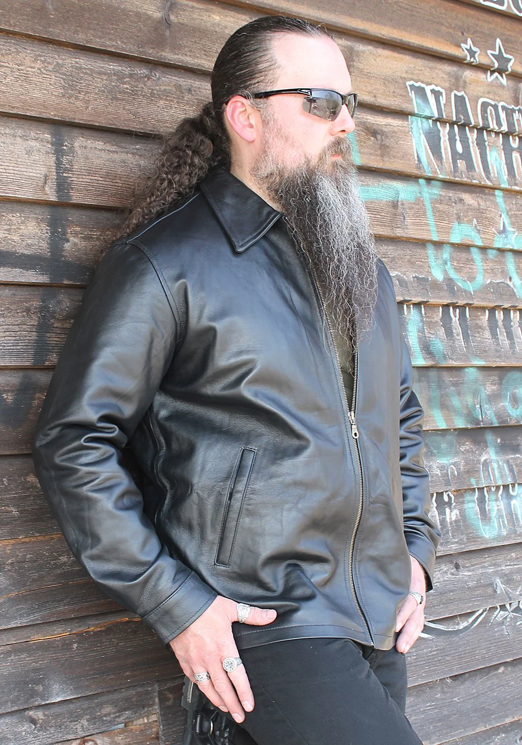 Rebel Without a Cause 3/4 Long Leather Jacket #M2199ZK - Image 4