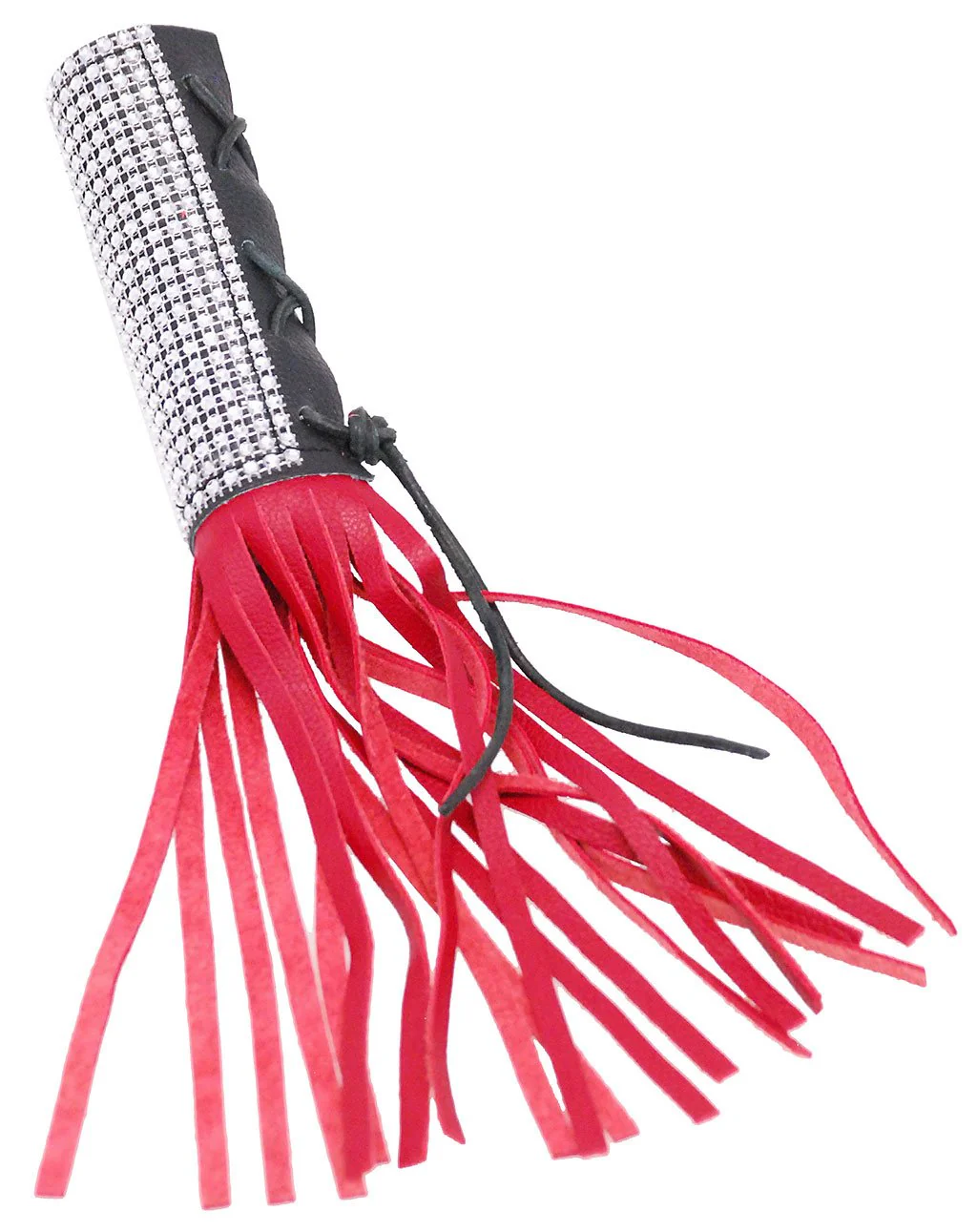 Red Leather Crystal Whip Cat-o-Nine Tails #WHIP9124CRR - Image 2