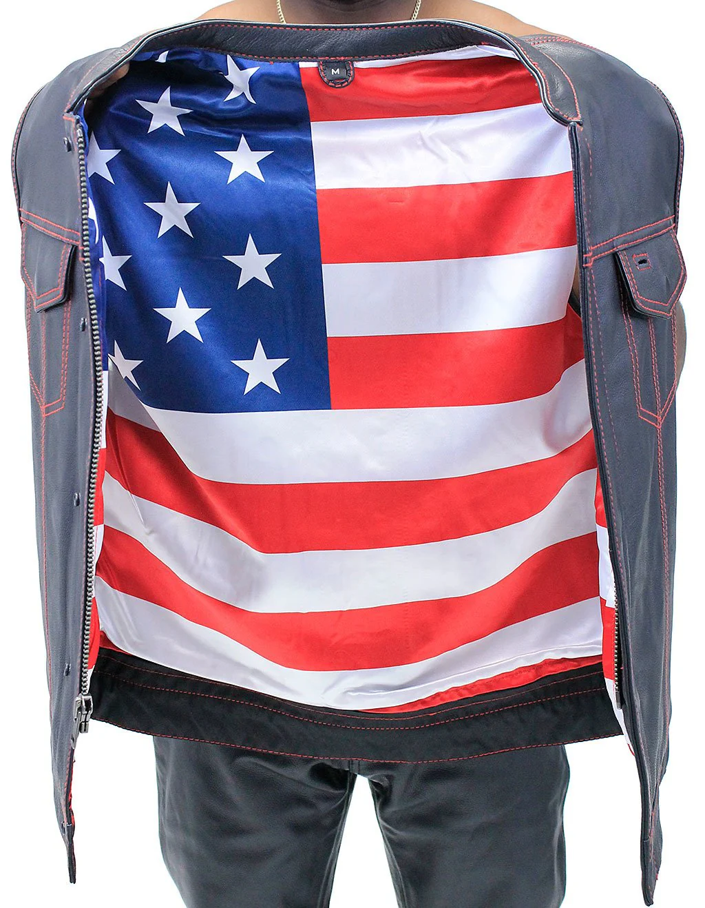 Red Stitch Flag Lined Ultra Premium Club Vest #VM684FLAGR - Image 3