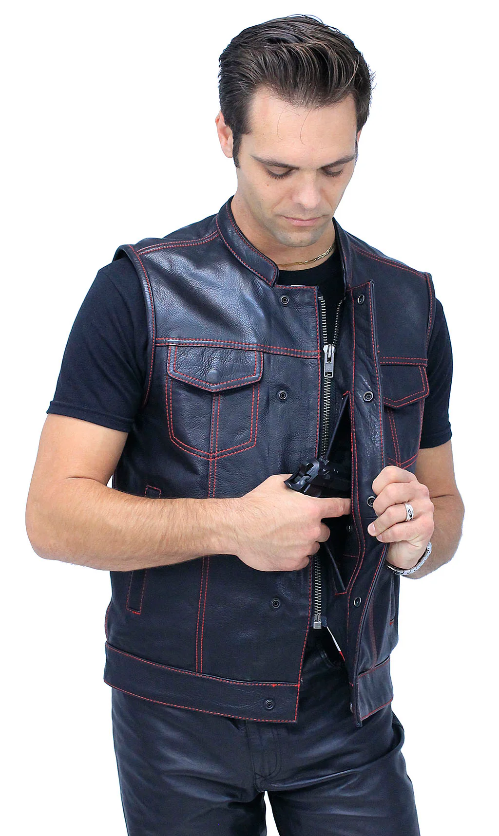 Red Stitch Flag Lined Ultra Premium Club Vest #VM684FLAGR - Image 7