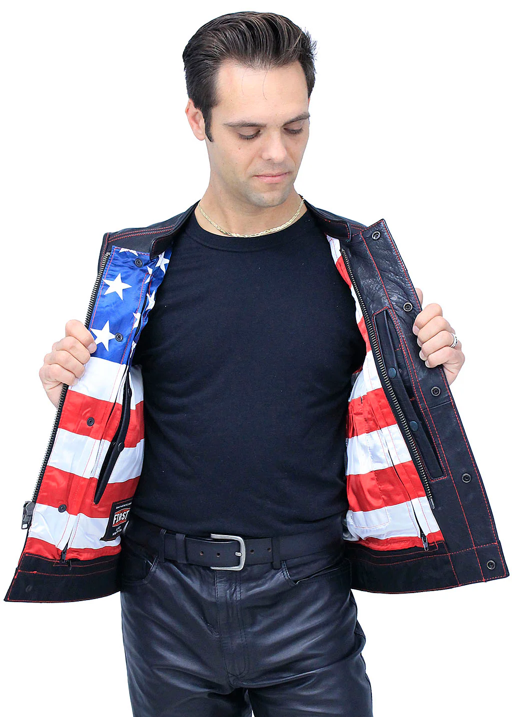 Red Stitch Flag Lined Ultra Premium Club Vest #VM684FLAGR - Image 8