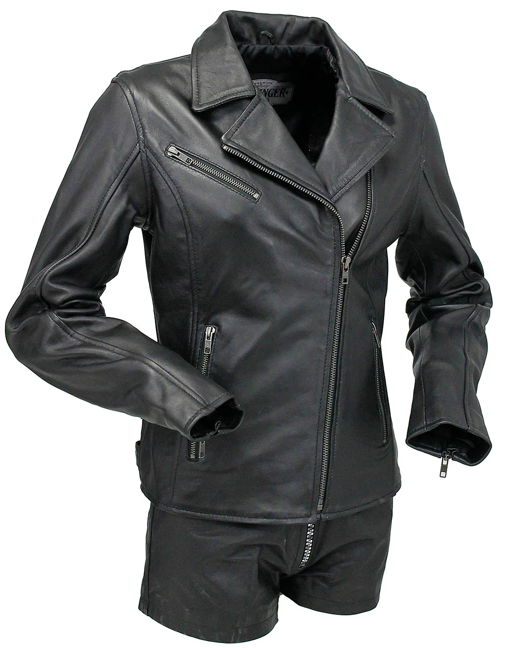 Reflector Stars Women's Lambskin Motorcycle Jacket #L6960RK-STAR - Image 2