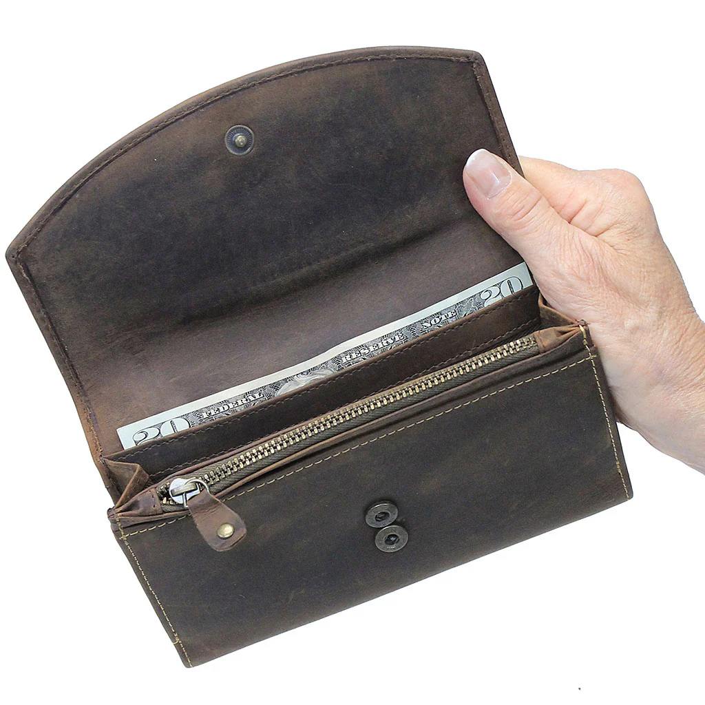 RFID Brown Oil Tanned Premium Leather Clutch Wallet #WL16340NID - Image 4