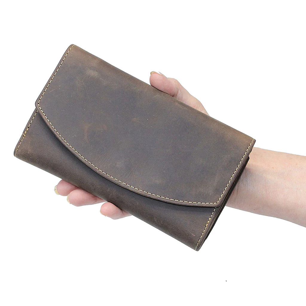 RFID Brown Oil Tanned Premium Leather Clutch Wallet #WL16340NID - Image 5