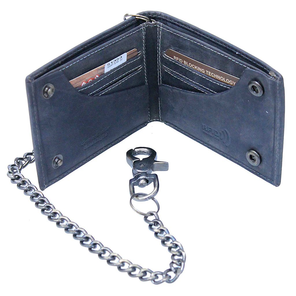 RFID Charcoal Bifold Chain Wallet w/Snaps #WC513530K - Image 3