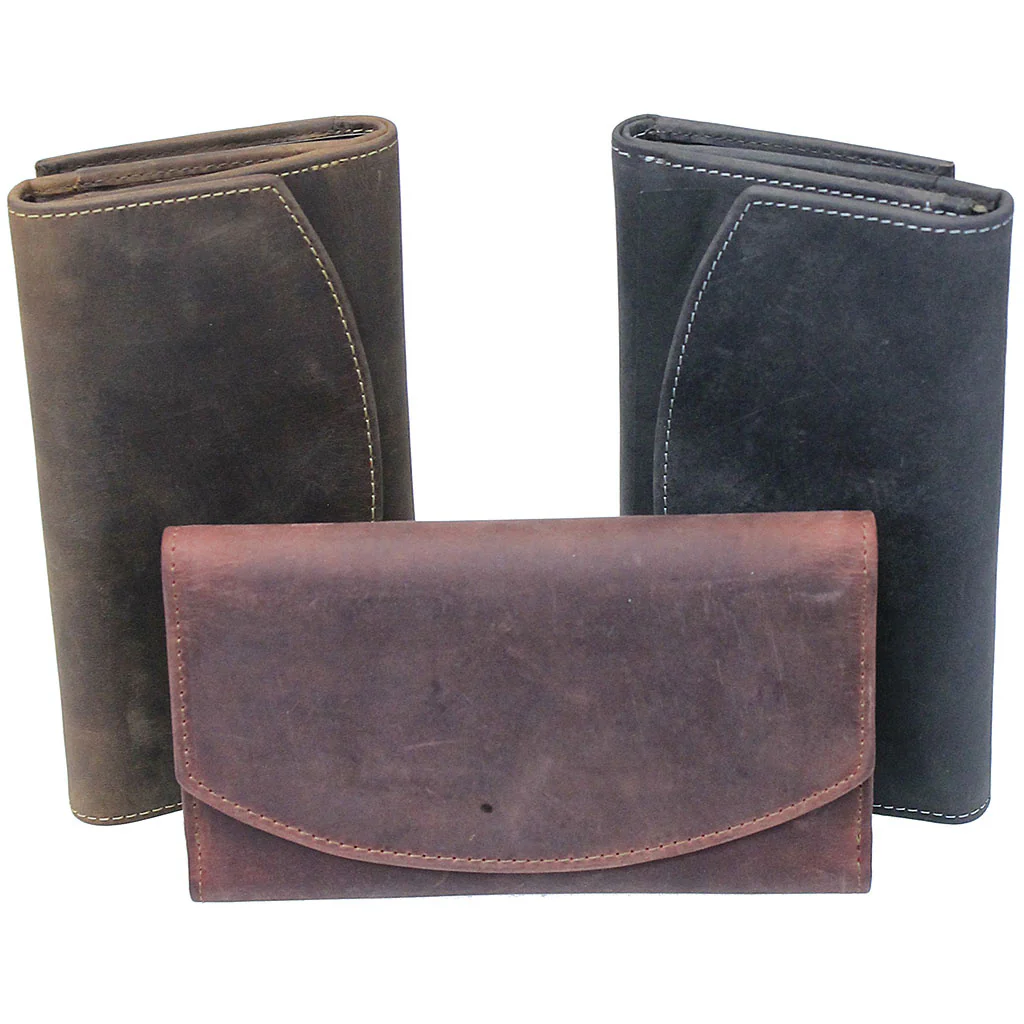RFID Charcoal Black Oil Tanned Premium Leather Clutch Wallet #WL16340KID - Image 2