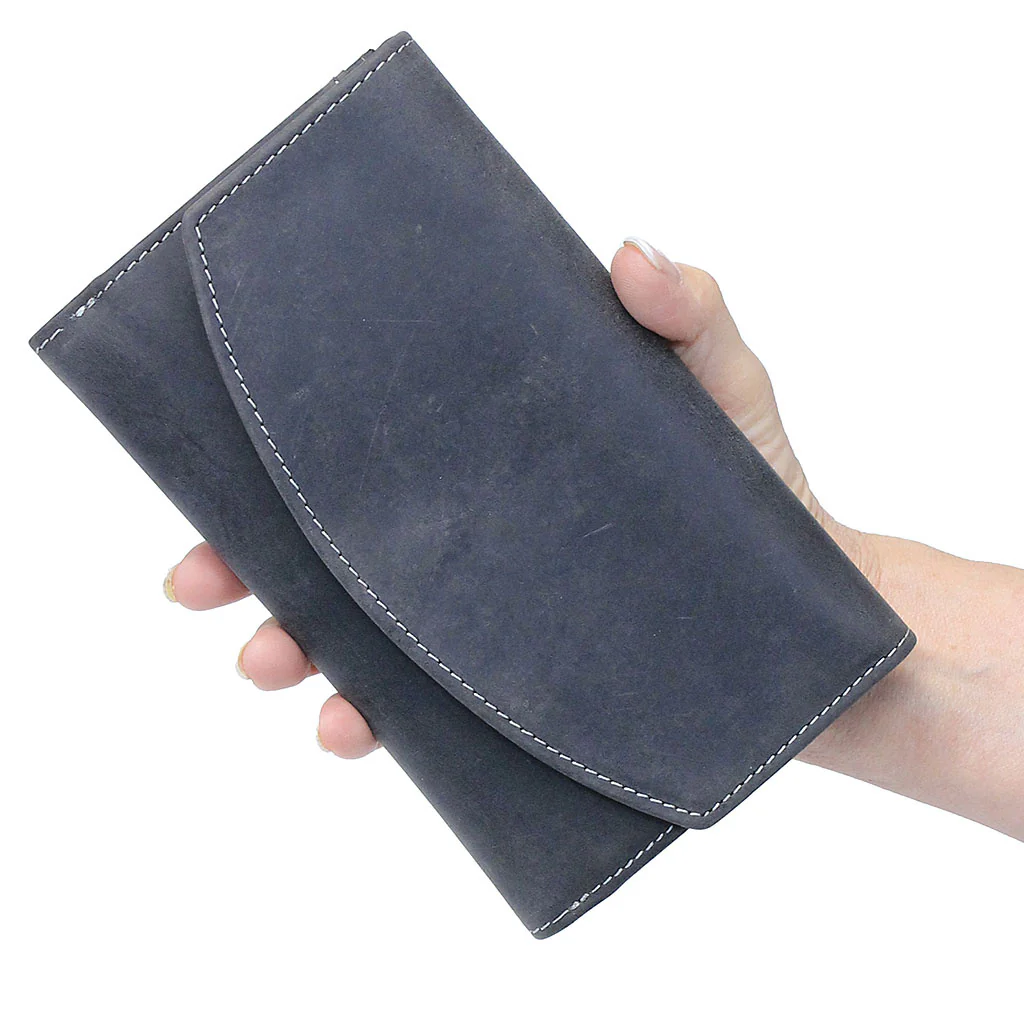 RFID Charcoal Black Oil Tanned Premium Leather Clutch Wallet #WL16340KID - Image 3
