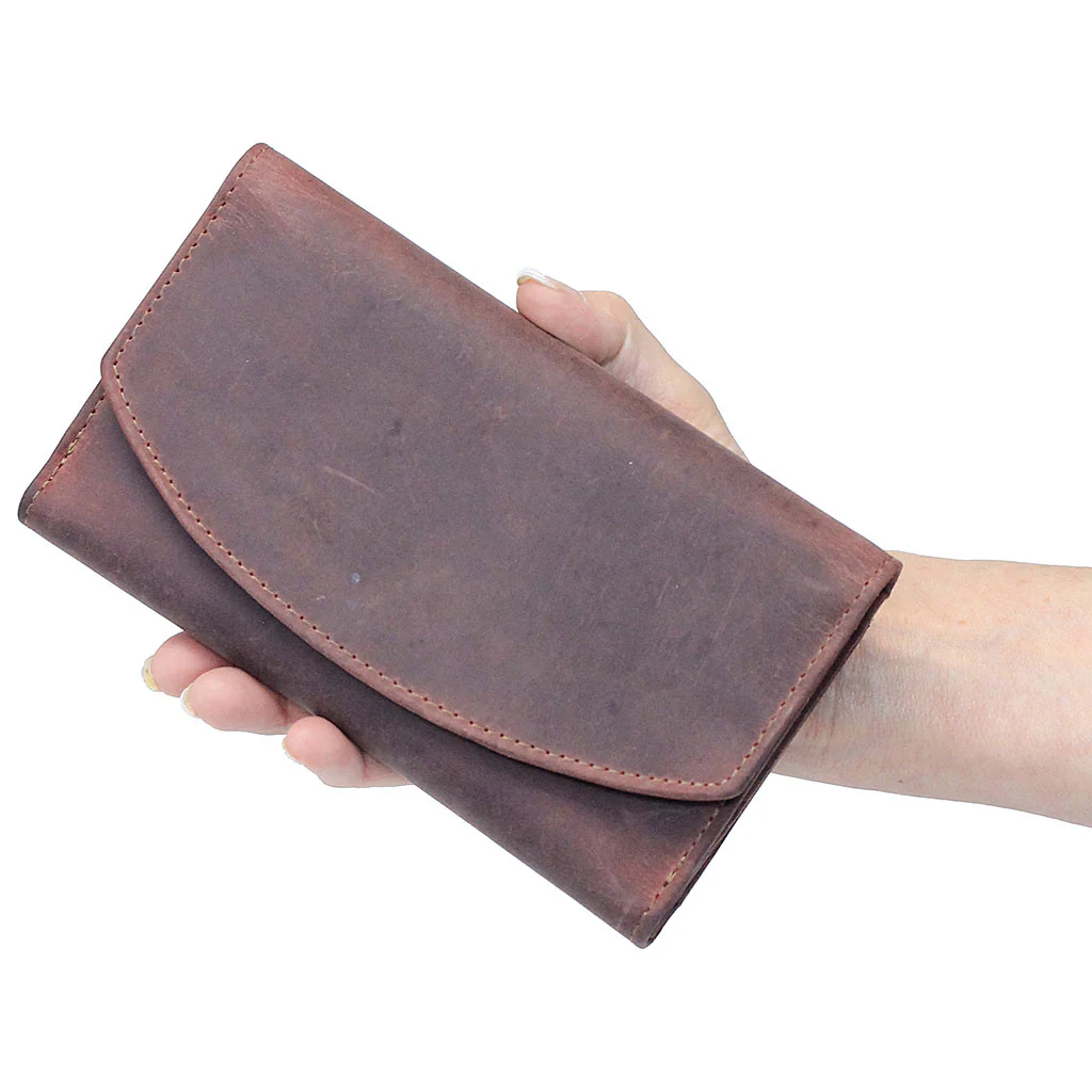 RFID Dark Red Oil Tanned Premium Leather Clutch Wallet #WL16340RID - Image 2