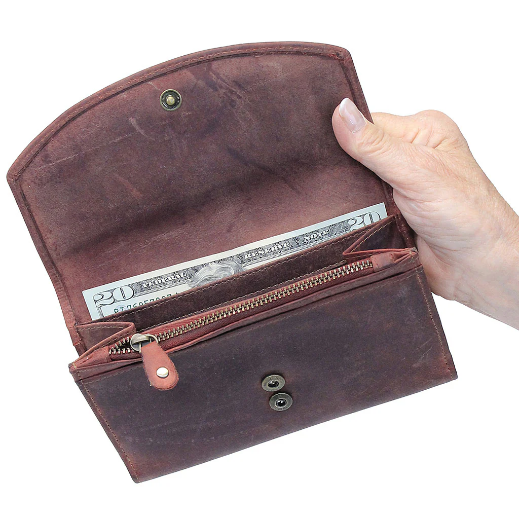 RFID Dark Red Oil Tanned Premium Leather Clutch Wallet #WL16340RID - Image 3