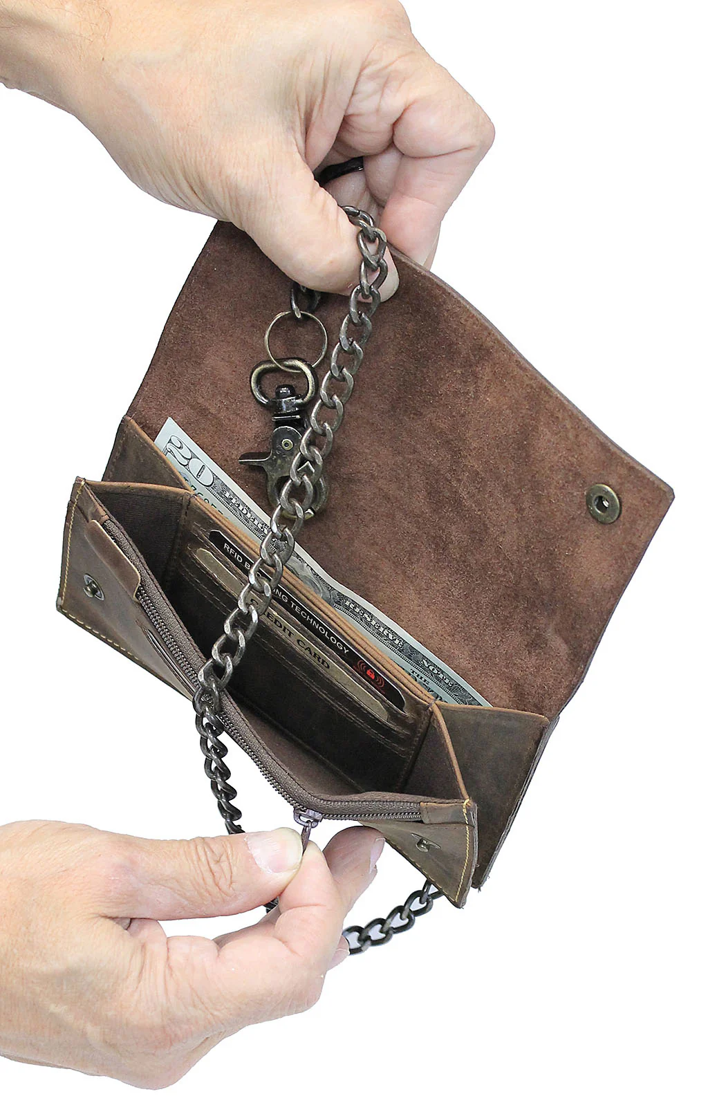 RFID Large Trucker Wallet with Chain and Claw Clip #WC51356NID - Image 2