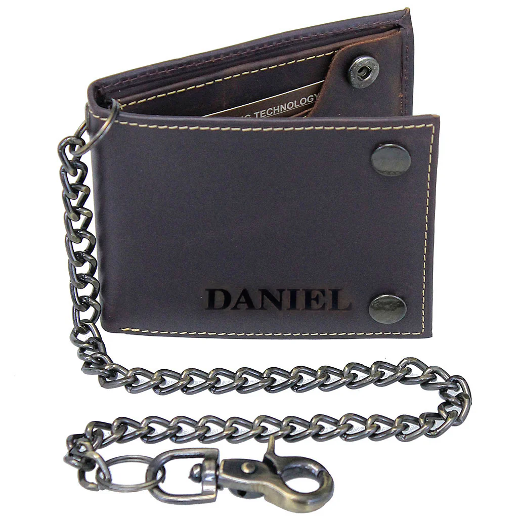 RFID Oil Tanned Bifold Chain Wallet w/Snaps #WC513531BN - Image 2