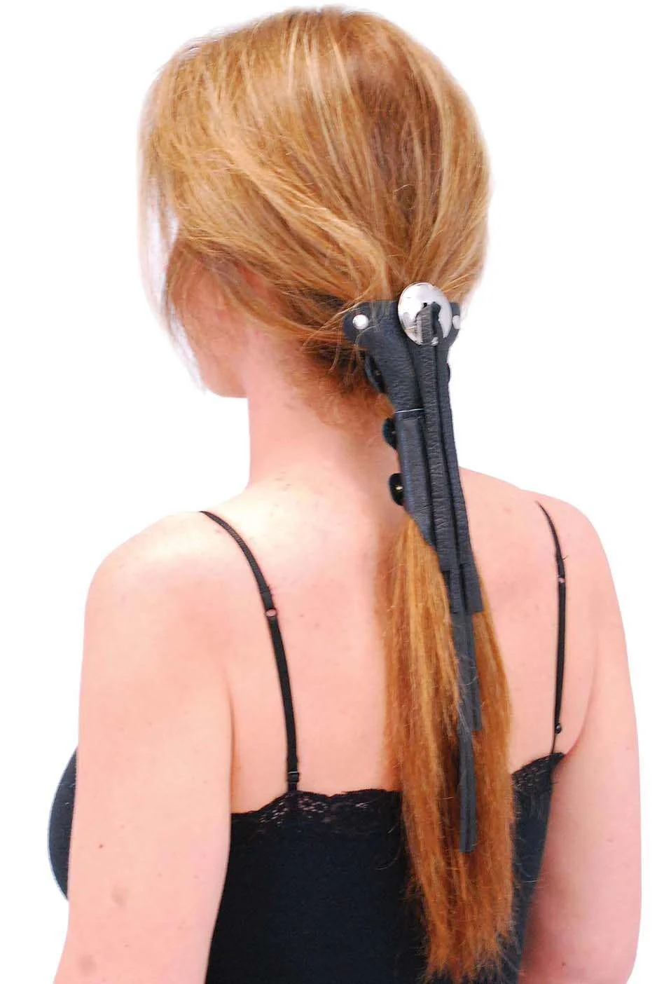 Short (5.5 Inch) Fringed Leather Hair Wrap #AHW13112FK - Image 2