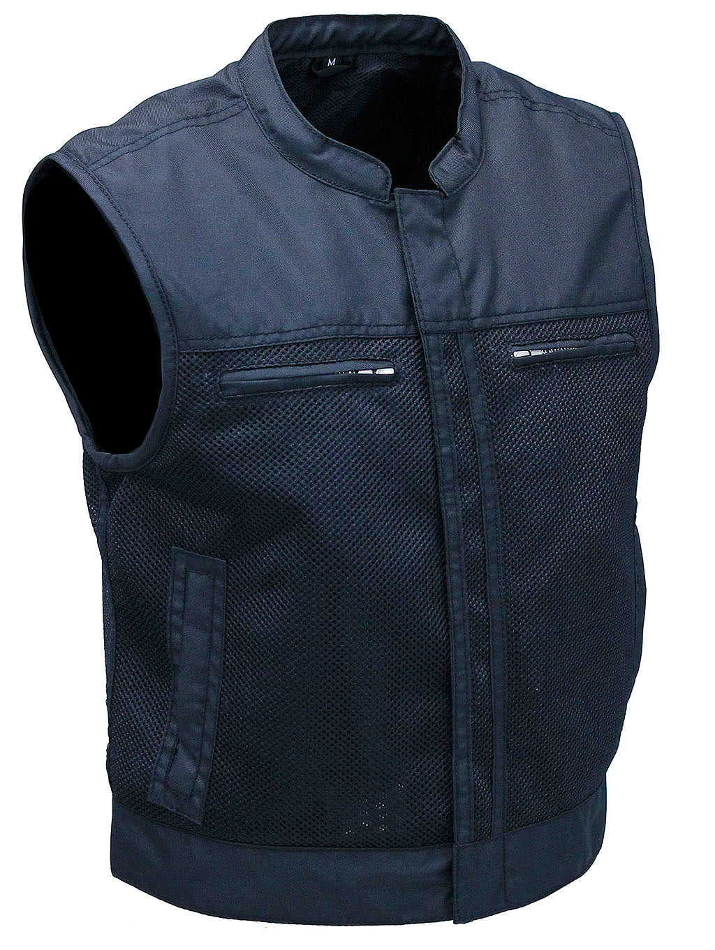 Short Men's Black Moto Mesh Club Vest w/Concealed Pockets #VMC6500VGK