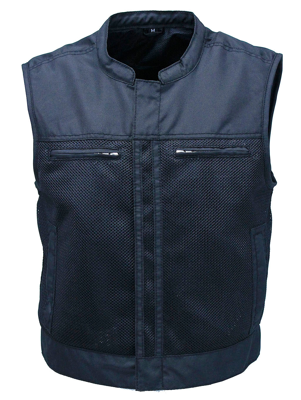 Short Men's Black Moto Mesh Club Vest w/Concealed Pockets #VMC6500VGK - Image 4