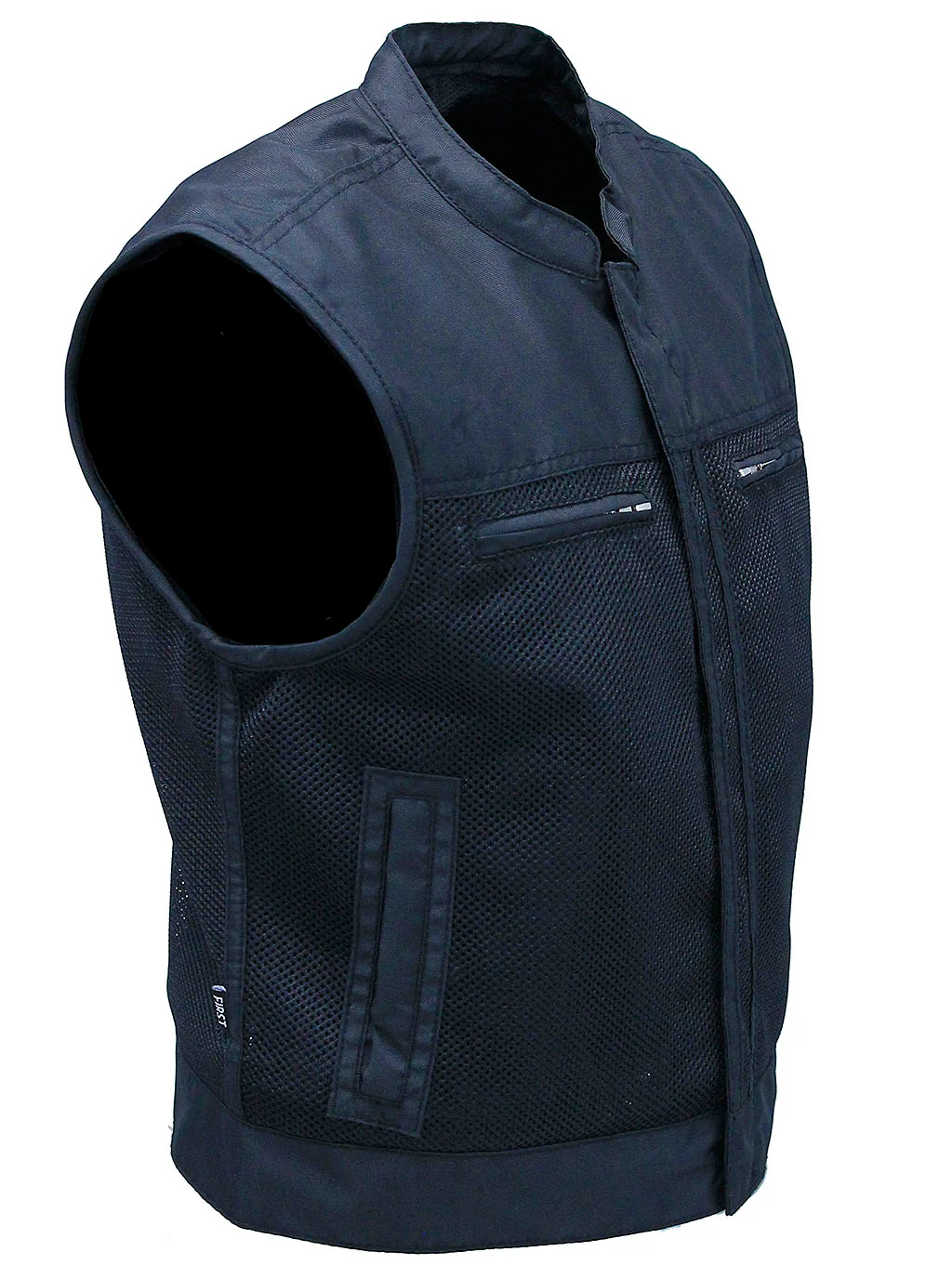 Short Men's Black Moto Mesh Club Vest w/Concealed Pockets #VMC6500VGK - Image 5