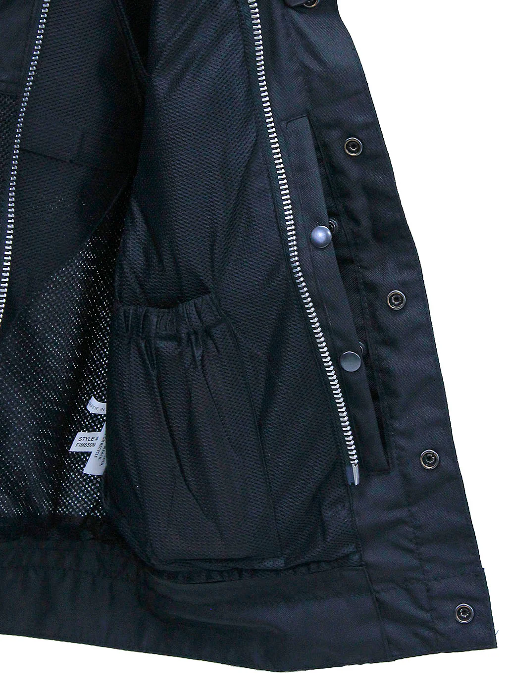Short Men's Black Moto Mesh Club Vest w/Concealed Pockets #VMC6500VGK - Image 7