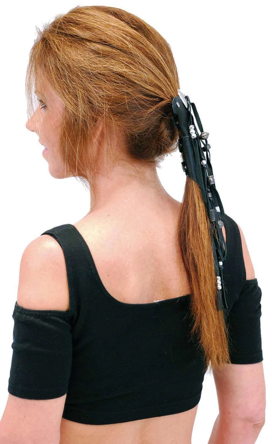 5.5" Short Silver Beaded Hair Tube #AHW65FBS - Image 3