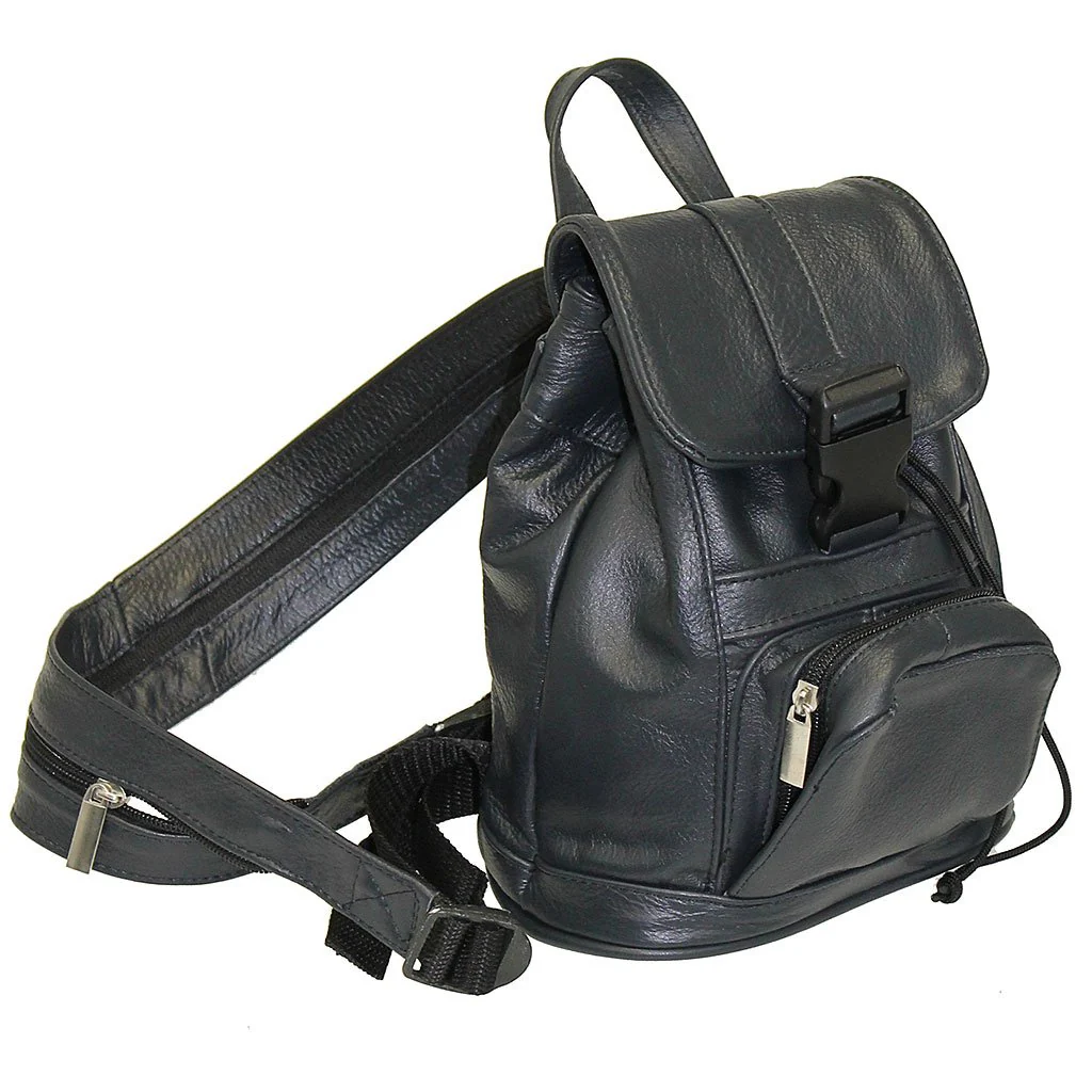 Small Black Leather Backpack Handbag #BPS1 - Image 3