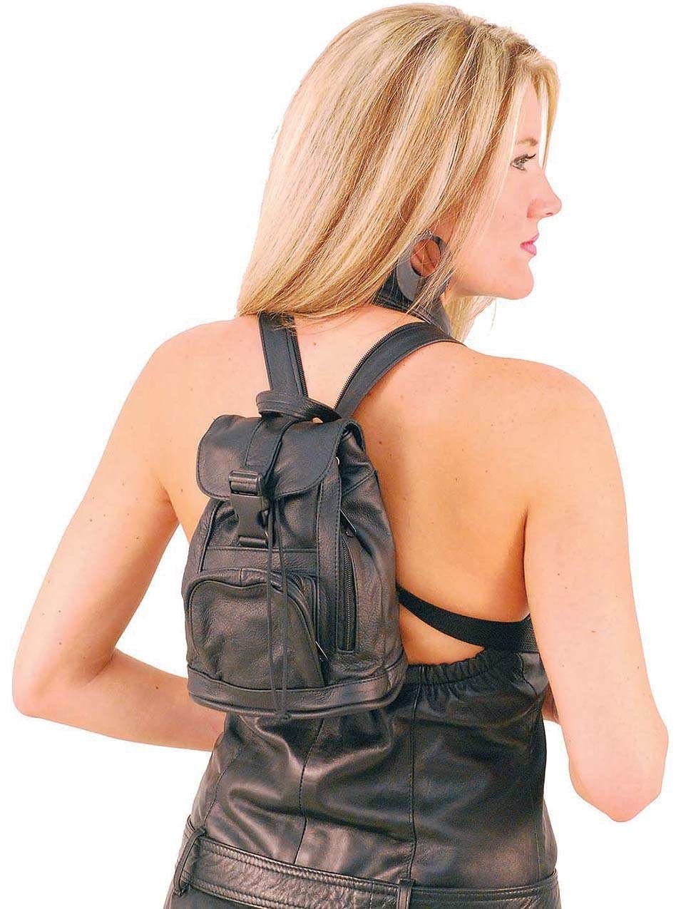 Small Black Leather Backpack Handbag #BPS1 - Image 4