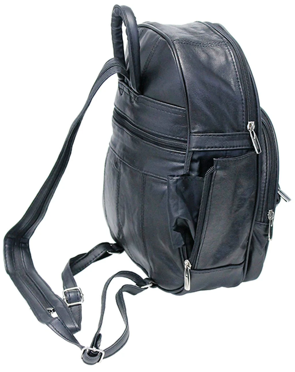 Small Round Top Zipper Backpack Purse w/Organizer #BPS3303K - Image 3