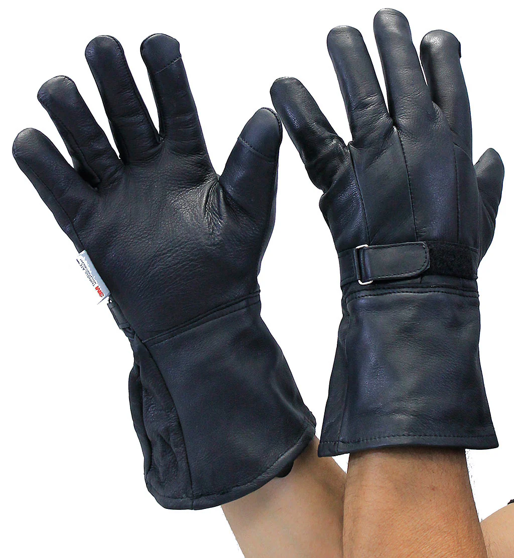 Soft Cuff Deerskin Gauntlet Motorcycle Gloves #G8250DEER - Image 2