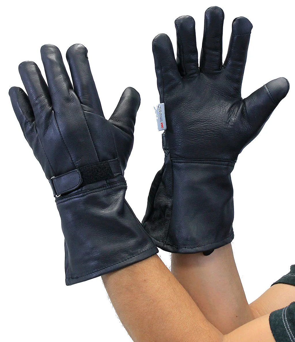 Soft Cuff Deerskin Gauntlet Motorcycle Gloves #G8250DEER - Image 3