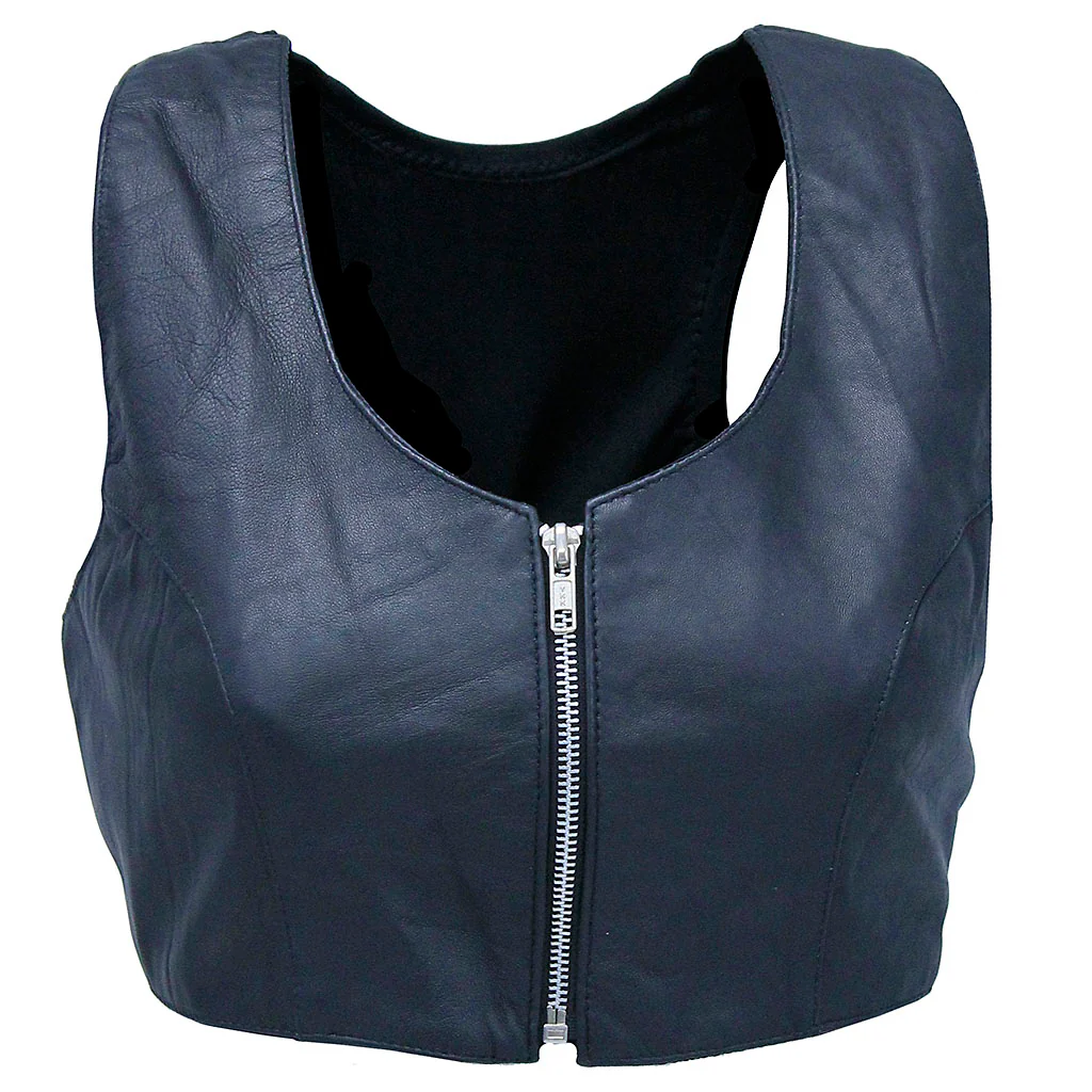 Sport Back Lambskin Leather Top with Zipper #VL3028SPORT (M-2X) - Image 4
