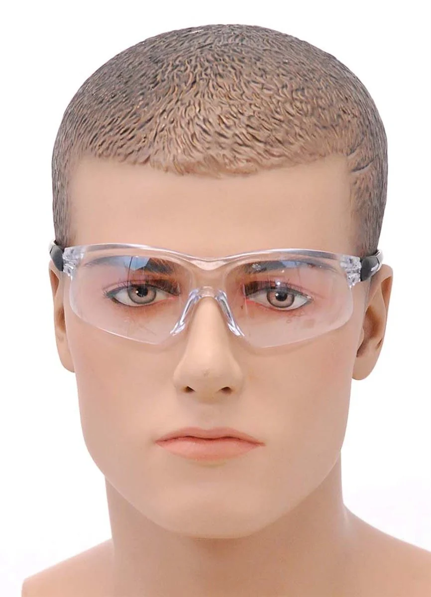 Sporty Anti-Fog Clear Lens Riding Glasses w/Black Temples #SG23854C - Image 3