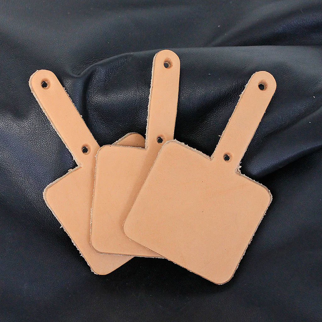 Set of 6 Square Shaped 8 oz Leather Key Fob Blanks #ZKF2207BOX