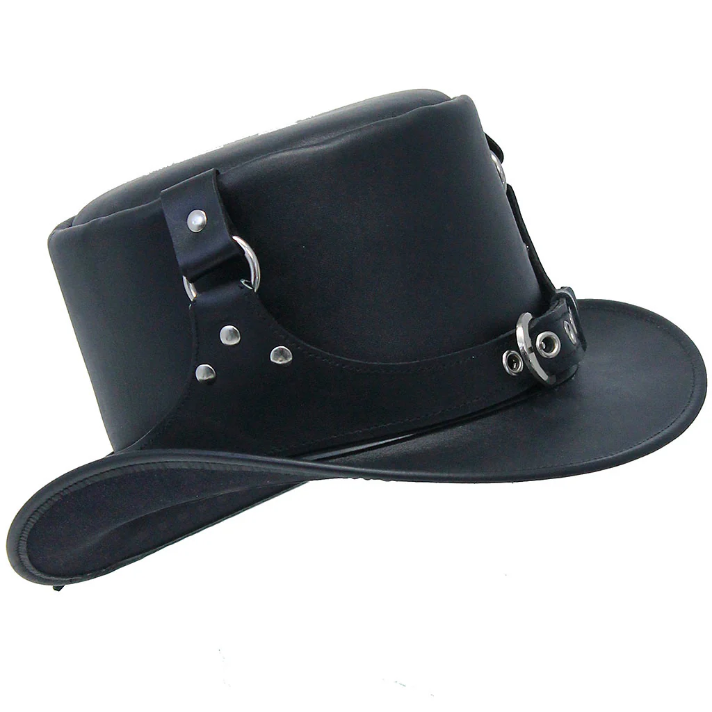 Steampunk Buckled Leather Tophat #H2204BUK () - Image 5