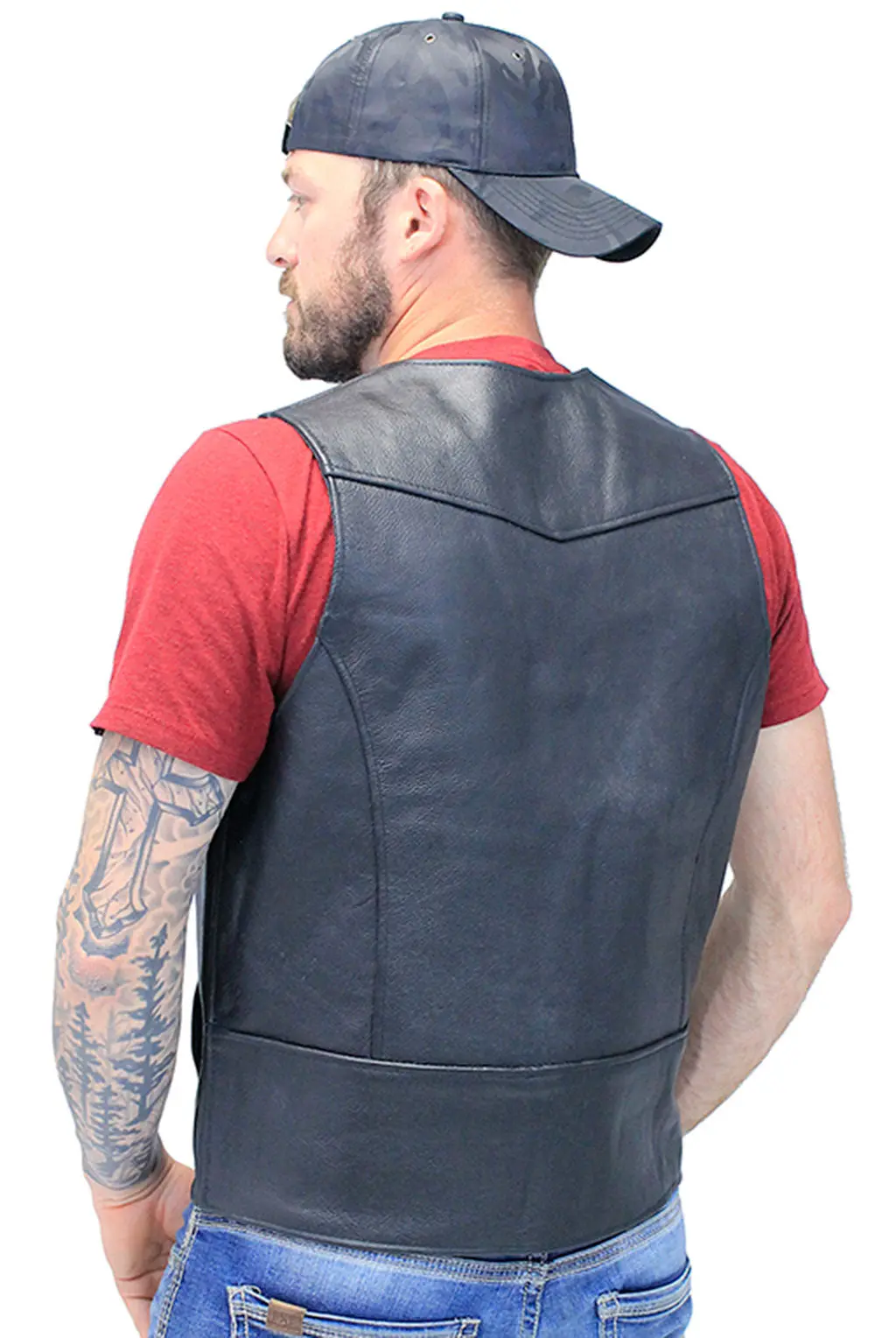 Straight Bottom Leather Vest with Side Zip Compartment #VM150GZPK (XL-2X) - Image 2