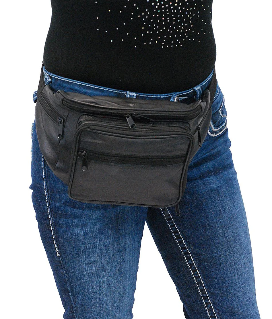 Super Jumbo Black Leather Waist Bag Fanny Pack #FPX3090K - Image 4