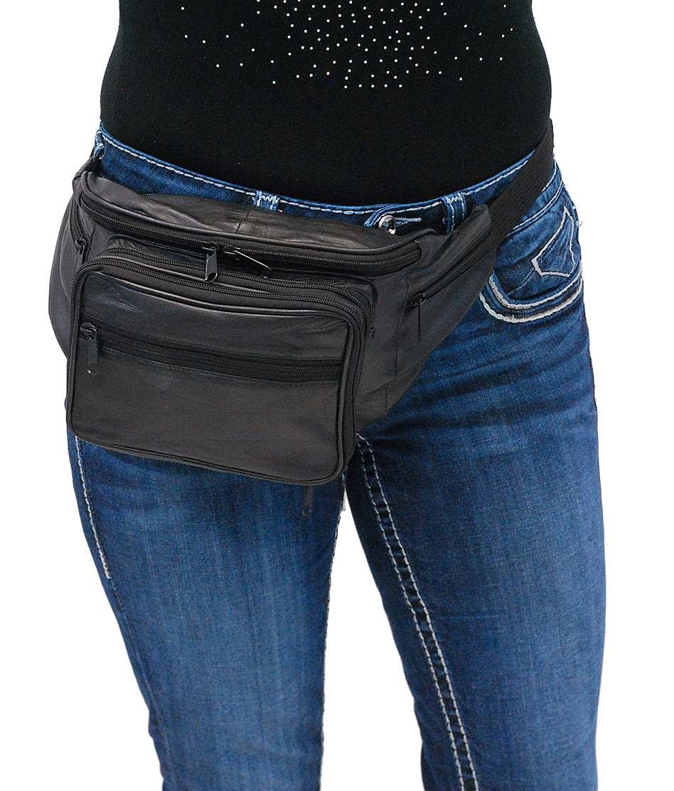 Super Jumbo Black Leather Waist Bag Fanny Pack #FPX3090K - Image 5